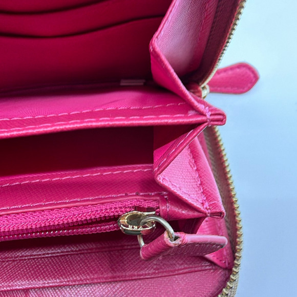 Coach Accordion Zip Brown Pink Signature Canvas Wallet - Picture 8 of 8